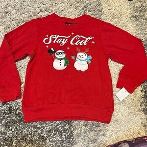 Mad Engine Red Stay Cool Snowman Sweatshirt Sz Small NWT